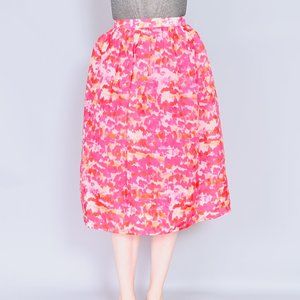 WHISTLES Pink Watercolor Silk Organza Full Midi Skirt